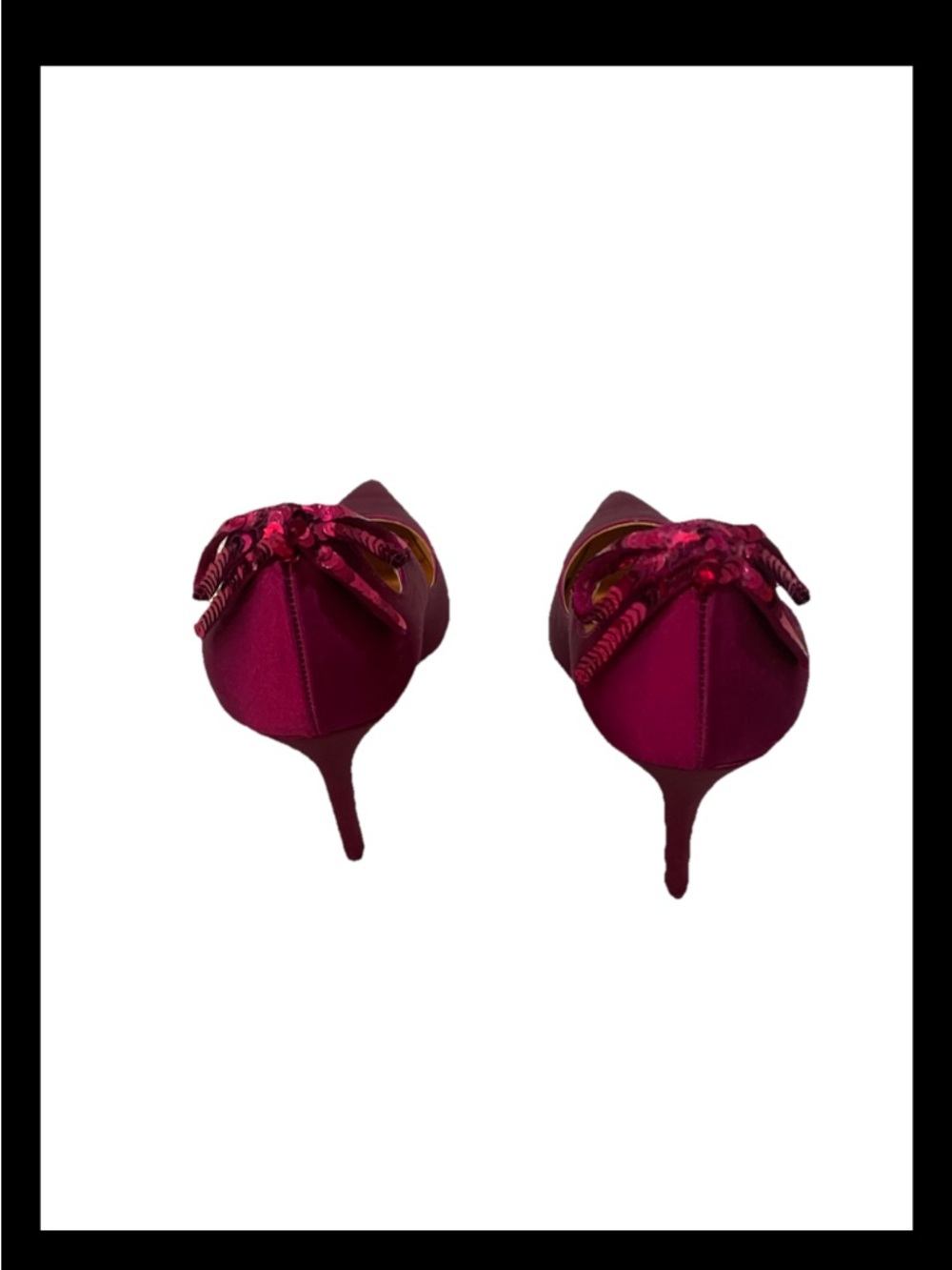 Badgley Mischka Magdat Satin Pointed-Toe Stiletto Pumps Sequin Bow Detail 7.5 - Picture 5 of 6